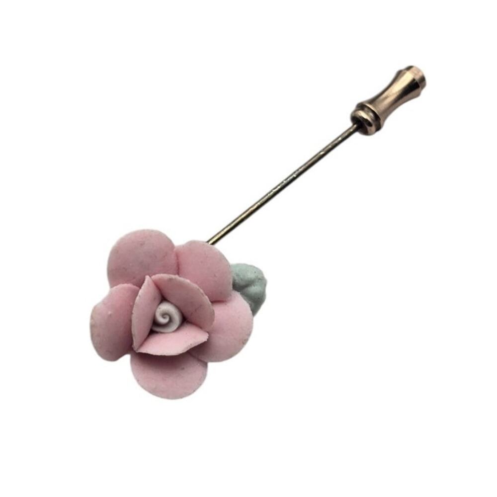 Pink Rose Stick Hat Pin Gold Tone Lapel Brooch Floral – Vintage Romantic